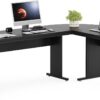Tribesigns L-Shaped Executive Desk with File Cabinet, 83 Inch Large Corner Computer Desk with Drawers, Industrial Business Furniture Work Desk for Home Office (Black)
