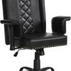 VECELO Ergonomic Office Chair – High Backrest with Tilt, PU Leather, Diamond-Stitched Back, Adjustable 45°Armrests & Sponge Cushion, Black