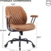 Home Office Desk Chair Office Rubber Casters Ergonomic Computer Chair with Lumbar Support Adjustable Height Rolling Swivel Executive Task Armrests Chair， Brown Leather