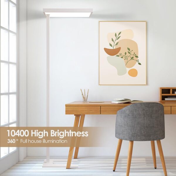 4000K LED Floor Lamp for Office, 76.6'' Full Spectrum Dimmable 100W 10400LM Natural Daylight Eye-Caring Free Standing Lamp for Reading Room Office Study Room Nursery Piano (100W)