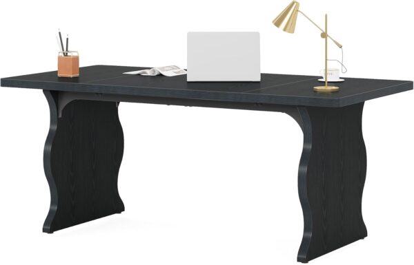 Tribesigns 63" Large Executive Desk for Home Office, Spacious Computer Desk with Ample Leg Room, Double PC Gaming Writing Table Study Desk with Sturdy Legs, Black