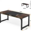 Tribesigns Modern Computer Desk, 70.8 x 31.5 inch Large Office Desk Computer Table Study Writing Desk Workstation for Home Office, Black Metal Frame