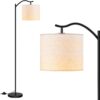 BoostArea Floor Lamp for Living Room,LED Arched Floor Lamps, Tall Modern Standing Lamp with Beige Linen Shade,Footswitch,Mid Century Floor Lamp for Bedrooms,Study Room,Office