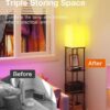 addlon Floor Lamp with Shelves, 4-Tier Modern Shelf Lamp with RGB Smart Bulb, APP Control Standing Lamps with White Lamp Shade, Floor lamp for Living Room, Bedroom - Black