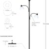 Brightech Sky Dome Double LED Floor lamp, Torchiere Super Bright Floor Lamp with 2 Reading Lamps for Living Rooms & Offices - Dimmable Tall Standing Lamp for Bedroom Reading - Tall Black Pole