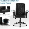 VECELO Ergonomic Office Chair – High Backrest with Tilt, PU Leather, Diamond-Stitched Back, Adjustable 45°Armrests & Sponge Cushion, Black