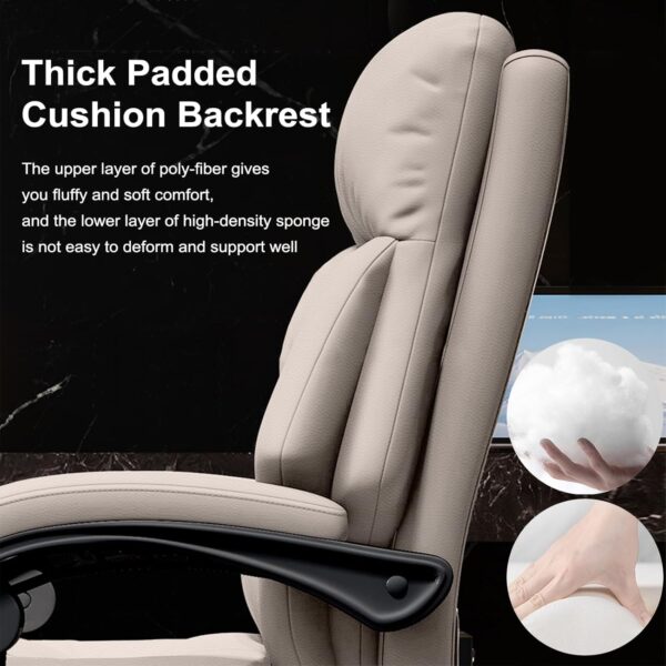 Executive Office Chair Comfortable Desk Chairs with Foot Rest High Back Computer Gaming Chairs Reclining PU Leather Swivel Work Chair for Home Office