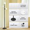 VONLUCE Mid Century Modern Floor Lamp 65", 3 Globe Lights Standing Lamp with LED Bulbs & Frosted Shades, Contemporary Dimmable Tall Pole Lamp for Living Room Bedroom Office, Black