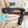 COLAMY Office Chair with Footrest, Ergonomic High Back Design Executive Computer Desk Chair with Removable Lumbar Pillow, 90-135°Reclining, Thick Bonded Leather for Home Office Work Comfort, Khaki