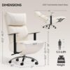 Reclining Office Chair with Adjustable Headrest and Footrest, 170° Ergonomic Comfortable Office Chair Zero Gravity, Leather Executive Home Office Desk Chair 400lbs (Black) (Cream)