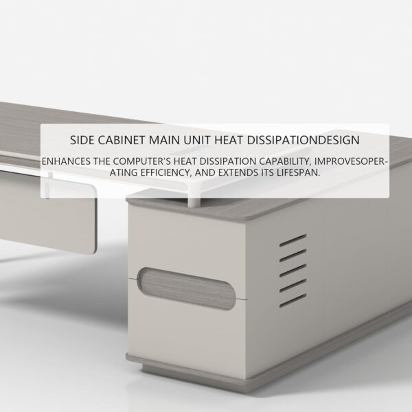 71-Inch Modern Executive Office Desk, L-Shaped Executive Desk with Cabinet and Storage Shelves, Large Writing Table Business Furniture Set for Home Office