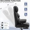 Office Desk Chair, Big and Tall Leather Gaming Chair with Footrest, Wide Ergonomic Comfy Executive High-Back Reclining Computer Chairs, Swivel Rolling Wheels and Padded Lumbar Support, Black