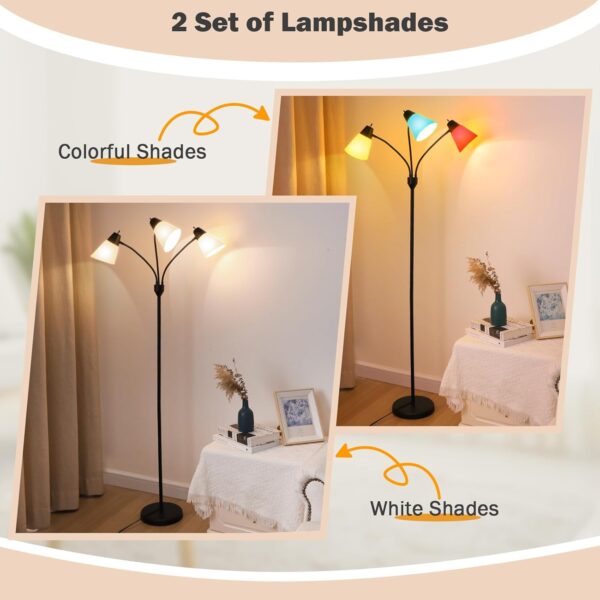 FOLKSMATE LED Floor Lamp, Medusa 3 Head Modern Adjustable Gooseneck Tall Standing Light for Living/Kids Room, Bedroom, Office, Dorm