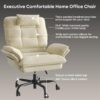 Bestier Velvet Executive Office Chair, Ergonomic Chair with Flip-up Arms, 135° Reclining Office Chair with Side Pockets & Headrest, Big Swivel Computer Chair for Home Office - Beige