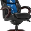 La-Z-Boy Bellamy Executive Office Chair with Memory Foam Cushions, Real Wood Arms and Swivel Base, Waterfall Seat Edge, Faux Bonded Leather, Black