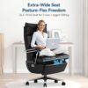 Dual Motor Electric Executive Office Chair with Foot Rest, Comfortable Reclining Office Chair Wide Seat, Big and Tall Ergonomic Leather Home Office Desk Chair 420lbs (Black)