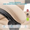 COLAMY Office Chair with Footrest, Ergonomic High Back Design Executive Computer Desk Chair with Removable Lumbar Pillow, 90-135°Reclining, Thick Bonded Leather for Home Office Work Comfort, Khaki