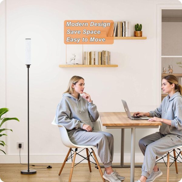 Floor Lamp with Remote Control, Floor Lamps for Living Room/Bedroom/Office, Stepless Adjustable 3000K-6000K Colors and 10-100% Brightness,Standing Light with Foot Switch (Black+Beige Linen)