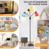 FOLKSMATE LED Floor Lamp, Medusa 3 Head Modern Adjustable Gooseneck Tall Standing Light for Living/Kids Room, Bedroom, Office, Dorm