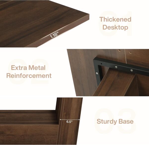 Tribesigns 63-inch Executive Office Desk, Modern Computer Home Office Desk with Robust Base, Large Wooden Writing Conference Table Business Workstation for Home Office, Walnut Brown