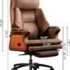 Kinnls Winston Leather Heated Ventilation Classic Luxury Office Chair with Massage, Power Recliner Executive Desk Chair, Adjustable Tilk Angle (Brown)