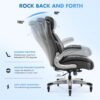 COLAMY Office Ergonomic Desk High Back Executive Chair with Pop-Out Lumbar Support, Upgraded Casters, Adjustable Headrest, Flip-Up Arms, Leather Home with Thick Cushion for Comfort - Black