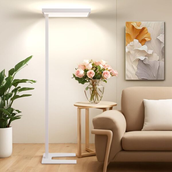 4000K LED Floor Lamp for Office, 76.6'' Full Spectrum Dimmable 100W 10400LM Natural Daylight Eye-Caring Free Standing Lamp for Reading Room Office Study Room Nursery Piano (100W)