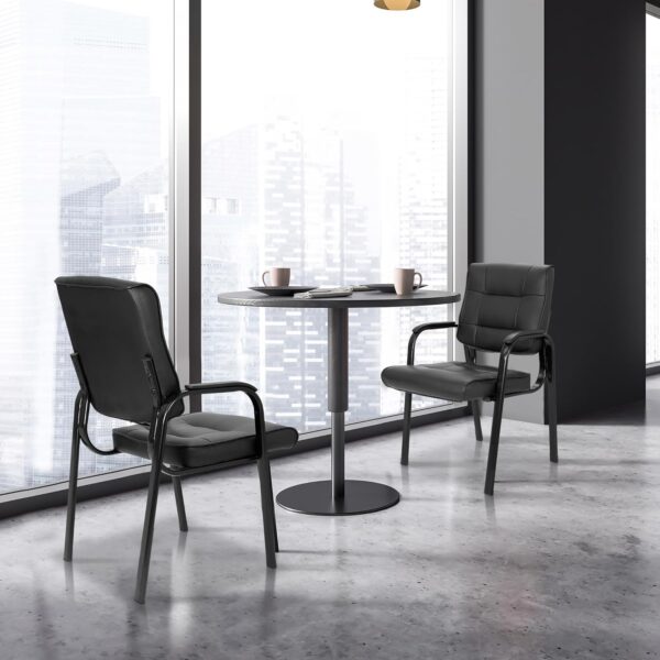 SUPER DEAL Office Guest Chair Bonded Leather Executive Side Chair Reception Chair with Solid Metal Frame Home Office Furniture, Set of 2