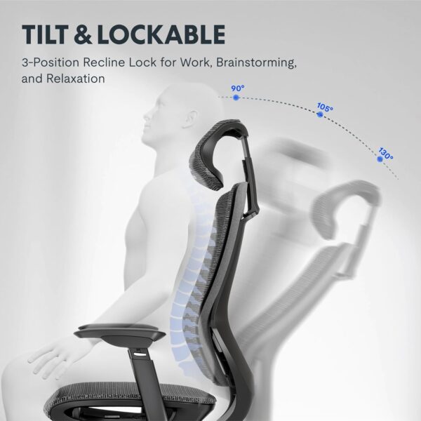 FLEXISPOT Upgraded OC6 Big and Tall Office Chair Heavy Duty,4D Armrest Mesh Ergonomic Home Office Chair with High Back,Lumbar Support,Tilt Function,and 360°Swivel Wheels(Black)