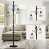 69" Industrial Tree Floor Lamp with Stepless Dimming - Adjustable Cage Shades & weighted Base, Vintage Dimmable Standing Light for Living Room/Office, 3x Edison Bulbs Included (Farmhouse Rustic)