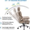 Efomao Big and Tall Office Chair 400lbs – PU Leather Executive Office Chair with Lumbar Support & Leg Rest, Heavy-Duty Computer Chair for Home Office, Dark Beige by boahaus