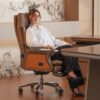 Kinnls Winston Leather Heated Ventilation Classic Luxury Office Chair with Massage, Power Recliner Executive Desk Chair, Adjustable Tilk Angle (Brown)