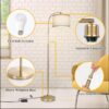 Boncoo LED Floor Lamp Fully Dimmable Modern Standing Lamp Arc Floor Lamp with Adjustable Drum Shade, Tall Pole Reading Lamp Light for Living Room Bedroom Study Room, Bulb Included