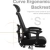 Qulomvs Ergonomic Office Chair with Footrest Home Office Desk Chair with Headrest and Backrest 90-135 Adjustable Mesh Computer Desk Chair with Wheels 360 Swivel Task Chair