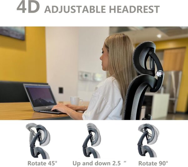 Ergonomic Office Chair, Big and Tall Mesh Home Desk Chair with Adaptive Lumbar Support, Gaming Chair with Headrest, 5D Armrest,90-130°Tilt, BIFMA Certified, Model Zen (Grey)