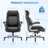 COLAMY Office Ergonomic Desk High Back Executive Chair with Pop-Out Lumbar Support, Upgraded Casters, Adjustable Headrest, Flip-Up Arms, Leather Home with Thick Cushion for Comfort - Black
