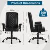 VECELO Ergonomic Office Chair – High Backrest with Tilt, PU Leather, Diamond-Stitched Back, Adjustable 45°Armrests & Sponge Cushion, Black