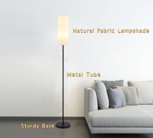 Floor Lamp for Living Room, Modern Standing Lamps with Lampshade, Minimalist Tall Lamp with Chain Switch for Living Room, Bedroom, Kids Room, Office,Standing Lamp LED Bulb Included (White Shade)
