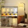 BoostArea Floor Lamp for Living Room,Arc Floor Lamp with Remote Control,Stepless Dimmable Brightness & Colors Temperature 2700k-6500k,Modern Standing Lamp for Bedroom Study Room Office,White