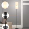 Floor Lamp for Living Room, Modern Standing Lamps with Lampshade, Minimalist Tall Lamp with Chain Switch for Living Room, Bedroom, Kids Room, Office,Standing Lamp LED Bulb Included (White Shade)
