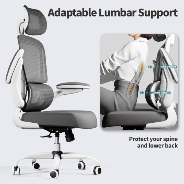 Office Chair Ergonomic Desk Chair, 330 LBS Home Mesh Office Desk Chairs with Wheels, Comfortable Gaming Chair, High Back Office Chair for Long Hours (White)