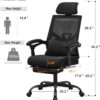 Qulomvs Ergonomic Office Chair with Footrest Home Office Desk Chair with Headrest and Backrest 90-135 Adjustable Mesh Computer Desk Chair with Wheels 360 Swivel Task Chair