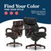 La-Z-Boy Bellamy Executive Office Chair with Memory Foam Cushions, Real Wood Arms and Swivel Base, Waterfall Seat Edge, Faux Bonded Leather, Black