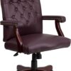 Flash Furniture Martha Washington Burgundy LeatherSoft Executive Swivel Office Chair with Arms