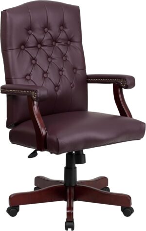 Flash Furniture Martha Washington Burgundy LeatherSoft Executive Swivel Office Chair with Arms
