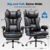 GTPLAYER Big and Tall Office Chair 400LBS Wide Ergonomic Gaming Chair with Deluxe Embossing Designed Leather with Foot Rest,150°Reclining Adjustable Soft Armrests Pocket Spring Back Support and Pillow