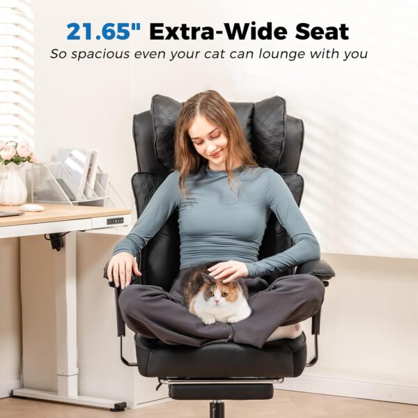 GTPLAYER Big and Tall Office Chair 400LBS Wide Ergonomic Gaming Chair with Deluxe Embossing Designed Leather with Foot Rest,150°Reclining Adjustable Soft Armrests Pocket Spring Back Support and Pillow