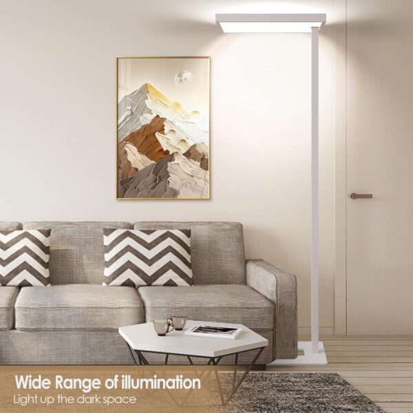 4000K LED Floor Lamp for Office, 76.6'' Full Spectrum Dimmable 100W 10400LM Natural Daylight Eye-Caring Free Standing Lamp for Reading Room Office Study Room Nursery Piano (100W)