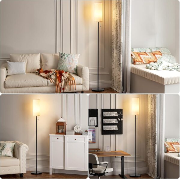 Ambimall 64'' Floor Lamp for Living Room with Bulb - Tall Lamps with Beige Lampshade & Pull Chain Switch, Pole Lamps for Bedrooms Tall, Minimalist Floor Lamp