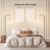 BoostArea Floor Lamp for Living Room,LED Arched Floor Lamps, Tall Modern Standing Lamp with Beige Linen Shade,Footswitch,Mid Century Floor Lamp for Bedrooms,Study Room,Office